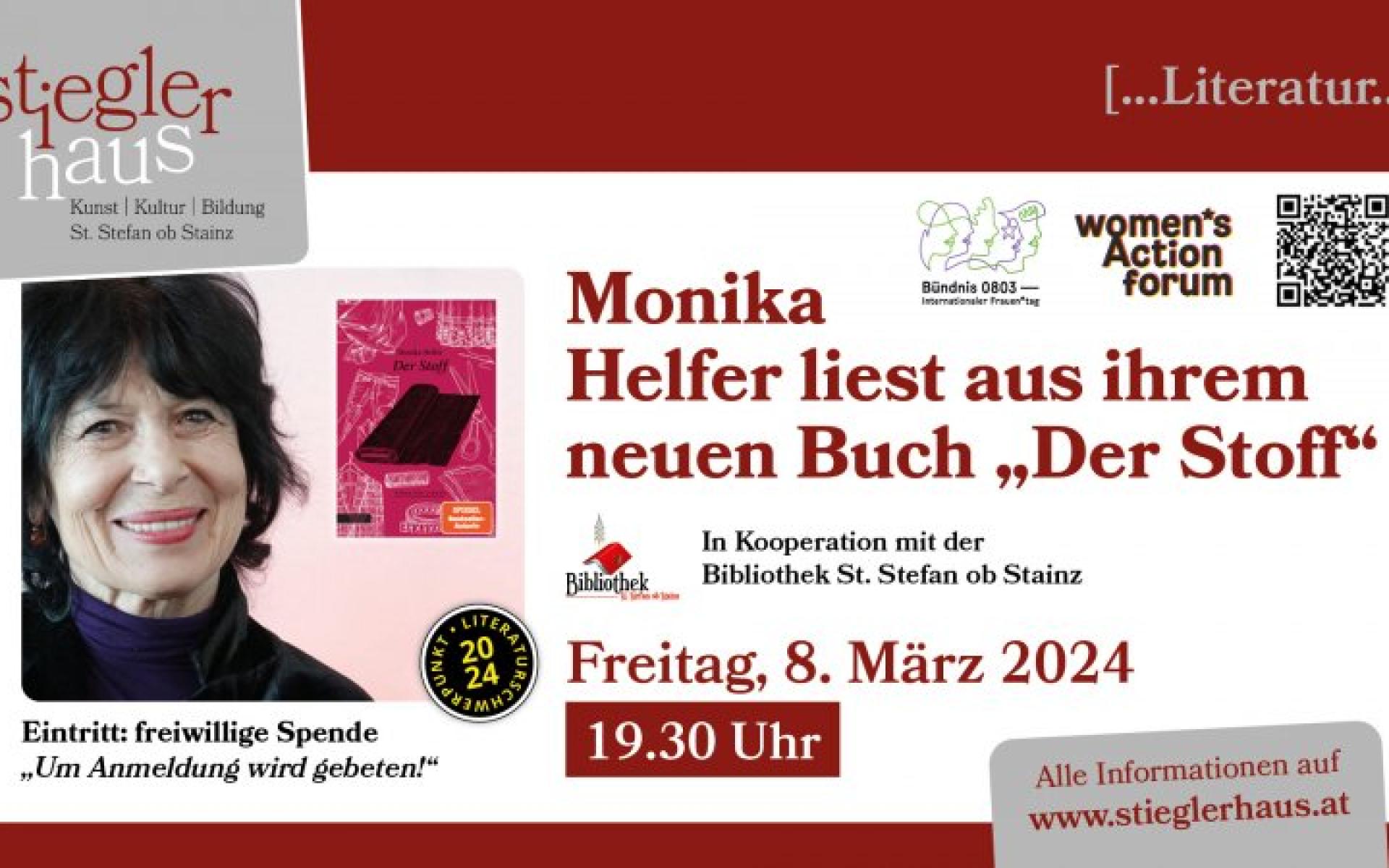 Lesung: Monika Helfer in der Bibliothek St. Stefan ob Stainz